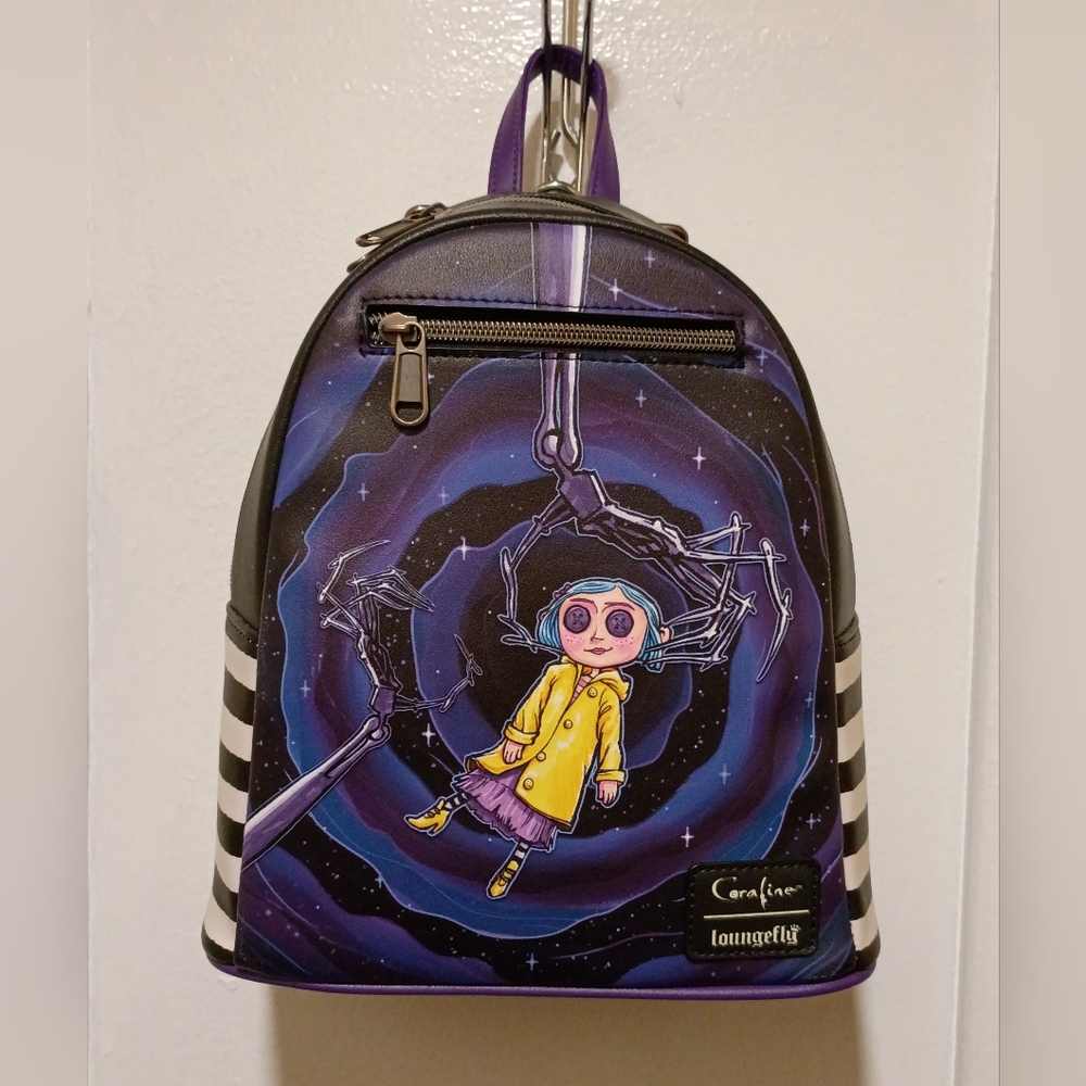 Loungefly Coraline Black and Purple Mini Backpack